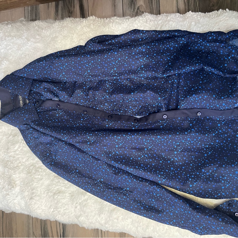 Men's Blue Patterned Dress Shirt